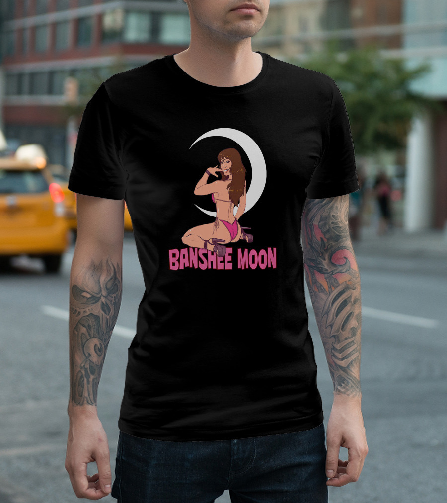 Banshee Moon Crescent Moon Bikini Pin-Up T-Shirt