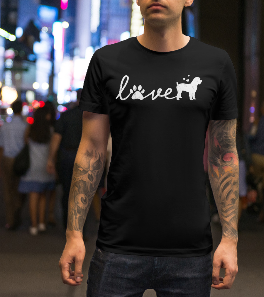 Schnoodle Dog Love With Paw And Hearts T-Shirt