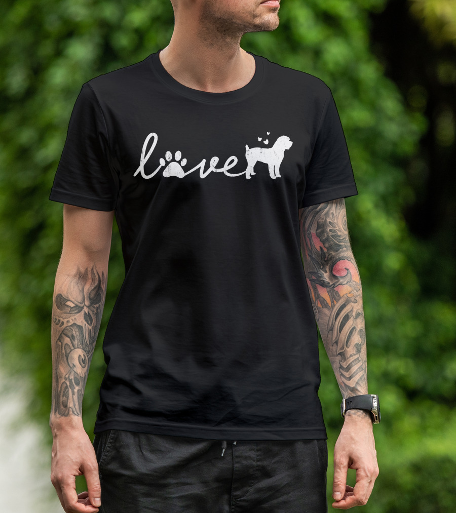 Schnoodle Dog Love With Paw And Hearts T-Shirt