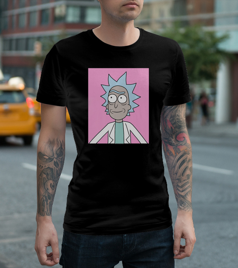 Rick and Morty Color Blocks Rick on Pink T-Shirt