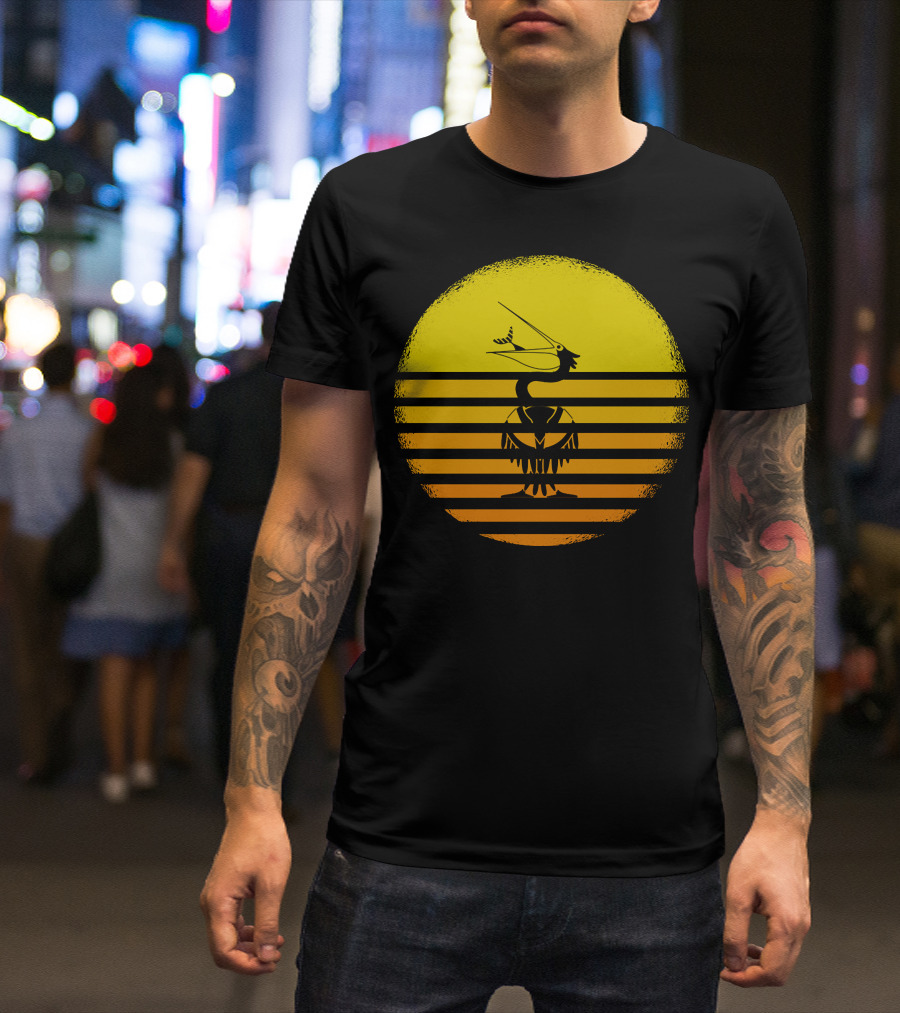 Vintage Heron Sunset Stripes T-Shirt