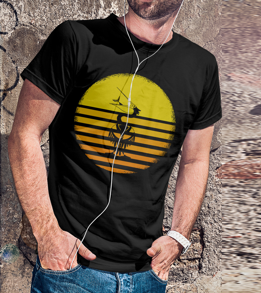 Vintage Heron Sunset Stripes T-Shirt