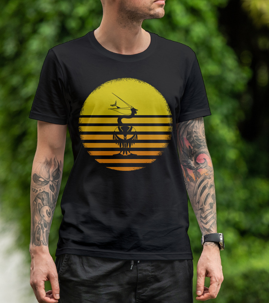 Vintage Heron Sunset Stripes T-Shirt