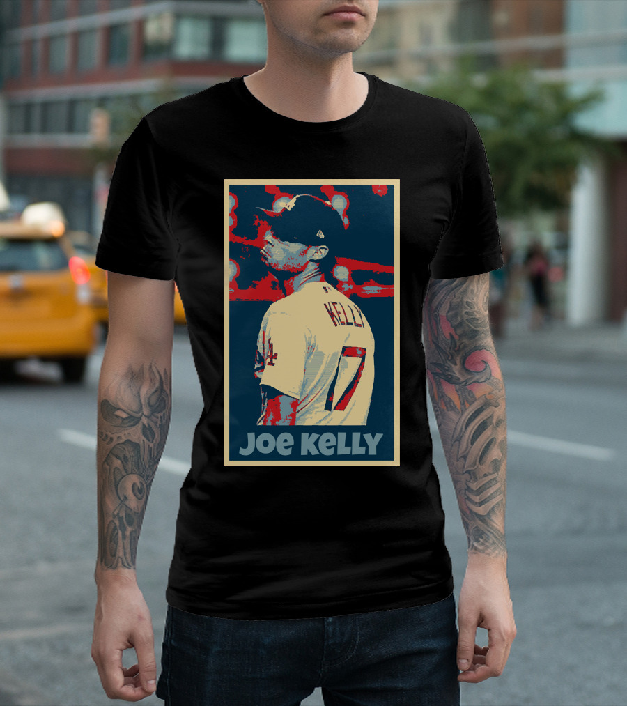 Joe Kelly Baseball Portrait Blue Red T-Shirt