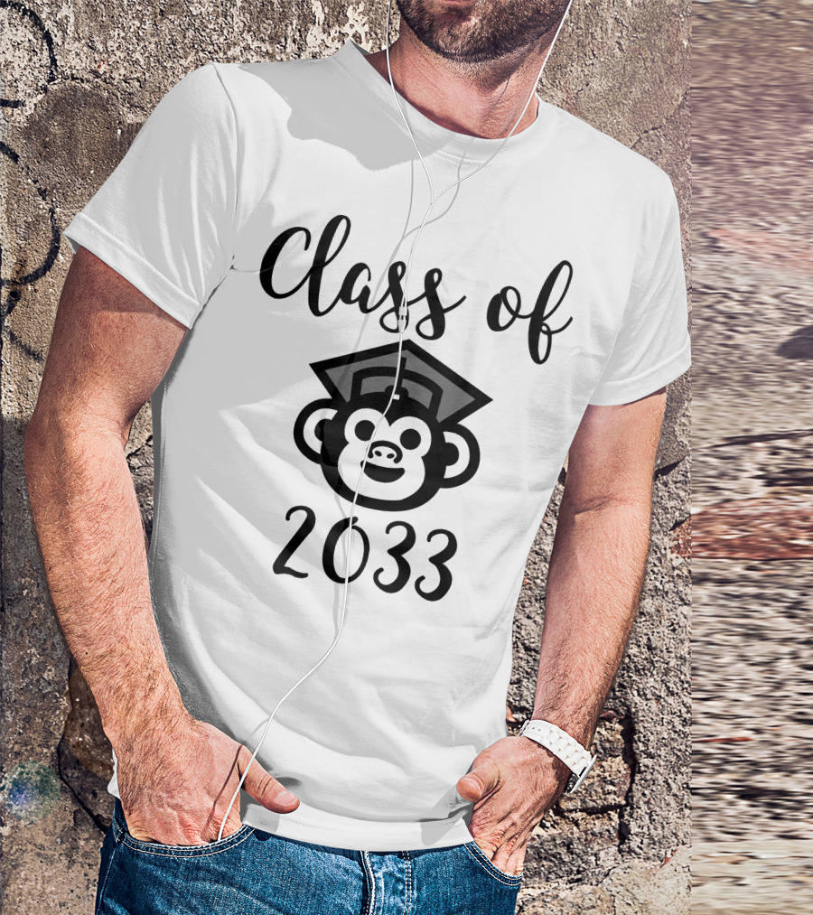 Class Of 2033 Graduation Monkey Face T-Shirt