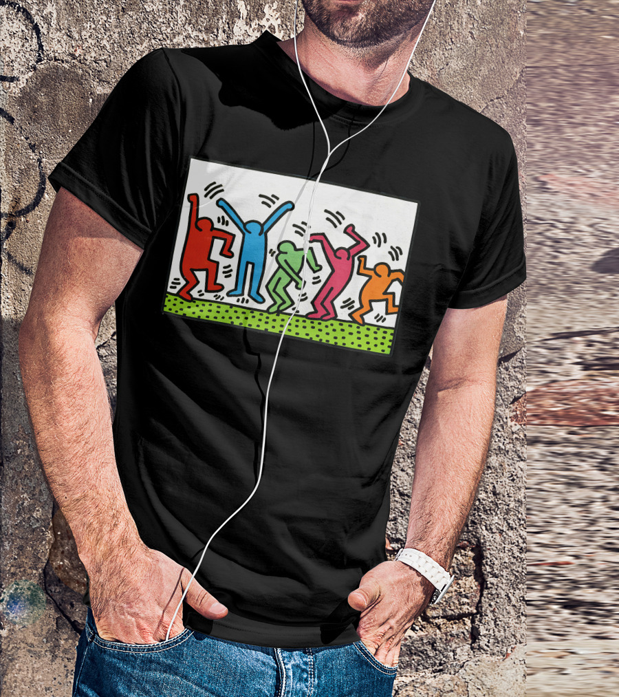 Keith Haring Colorful Dancing Figures T-Shirt