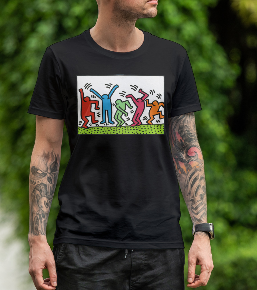 Keith Haring Colorful Dancing Figures T-Shirt