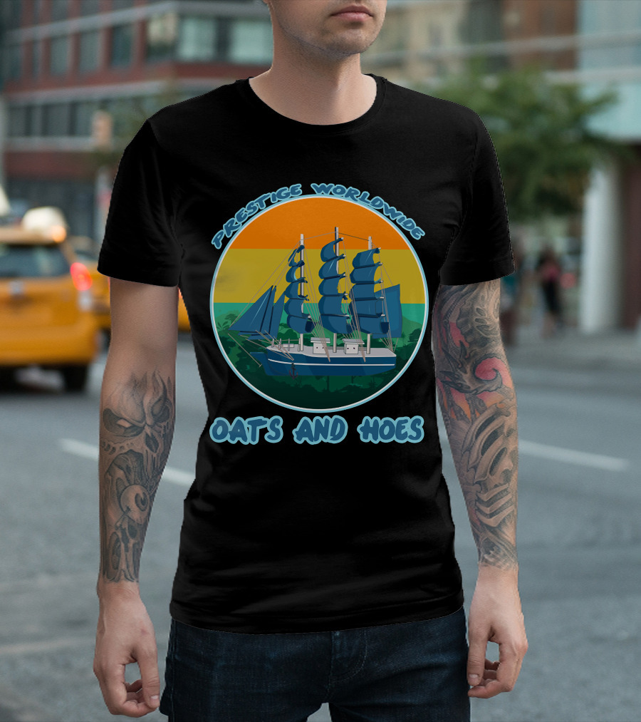 Prestige Worldwide Boats and Hoes Tall Ship Scene Ocean Sunset T-Shirt