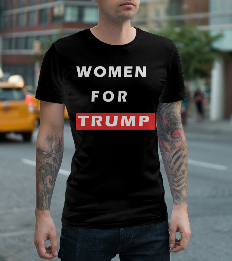 WOMEN FOR TRUMP Text Red and White T-Shirt