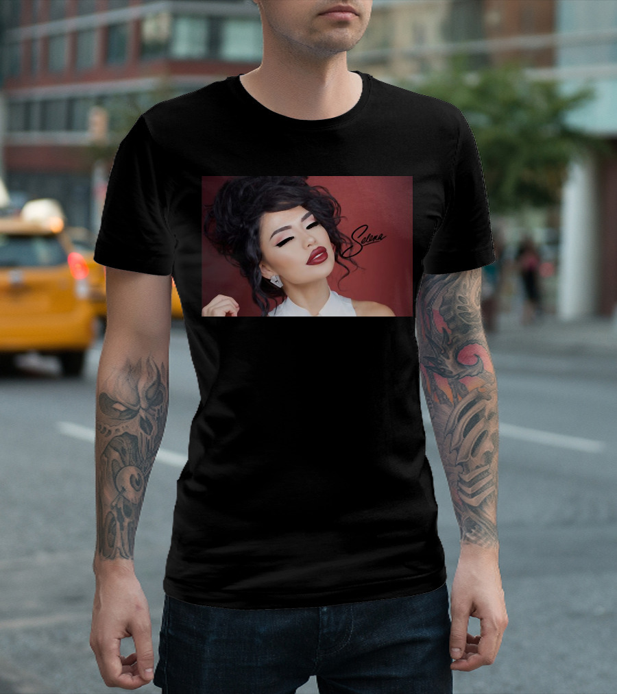 Selena Quintanilla Inspired Makeup Look White Dress Red Lipstick T-Shirt