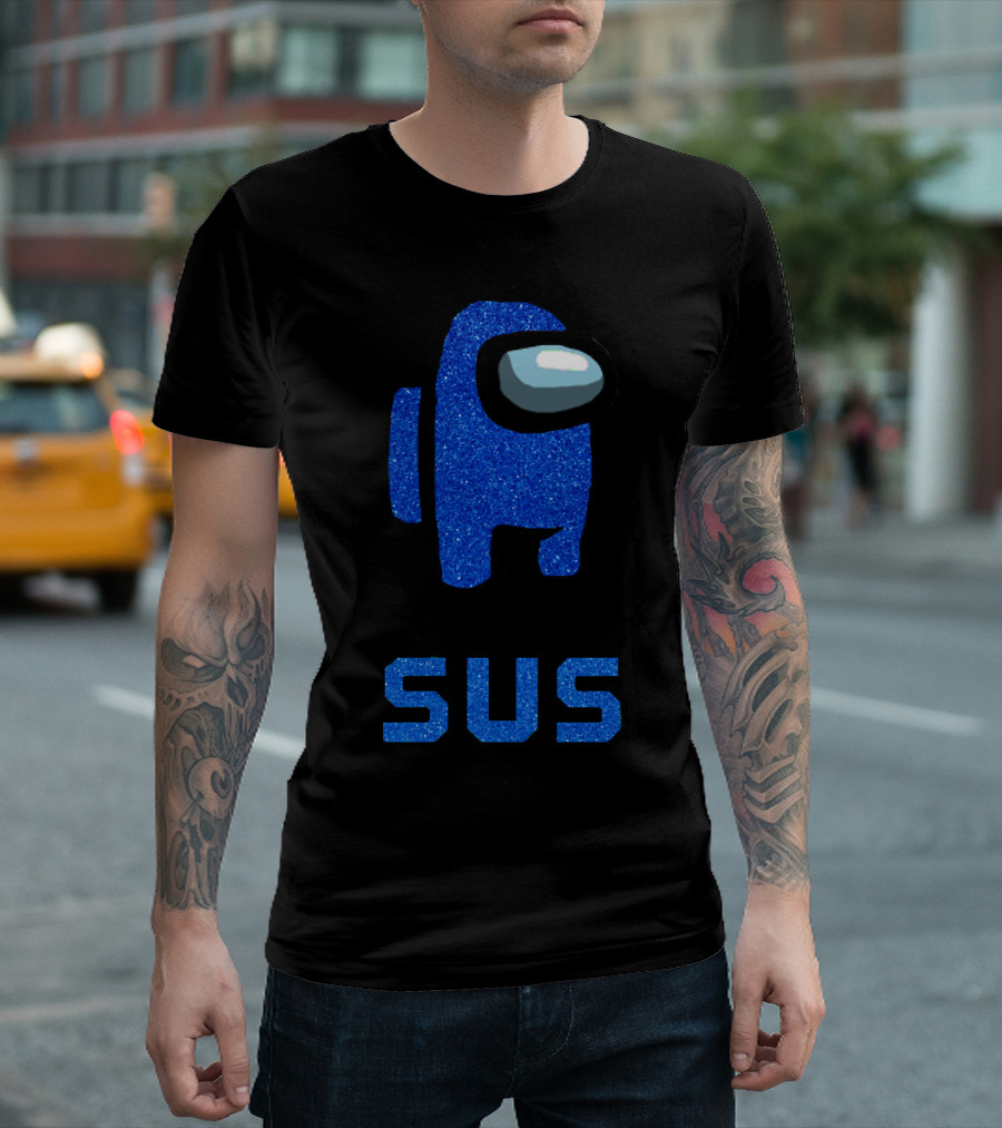 Blue Glitter Among Us Sus Crewmate T-Shirt