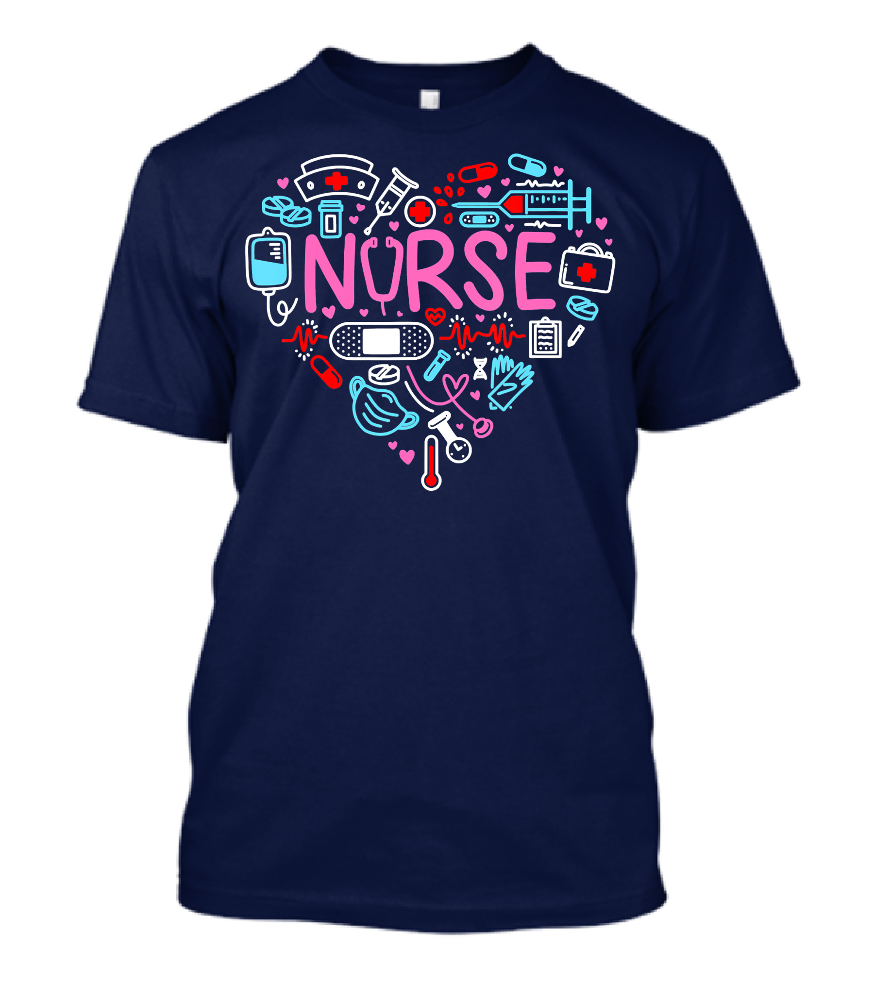 Nurse RN Life Nursing Student Love Medical Icons Heart T-Shirt