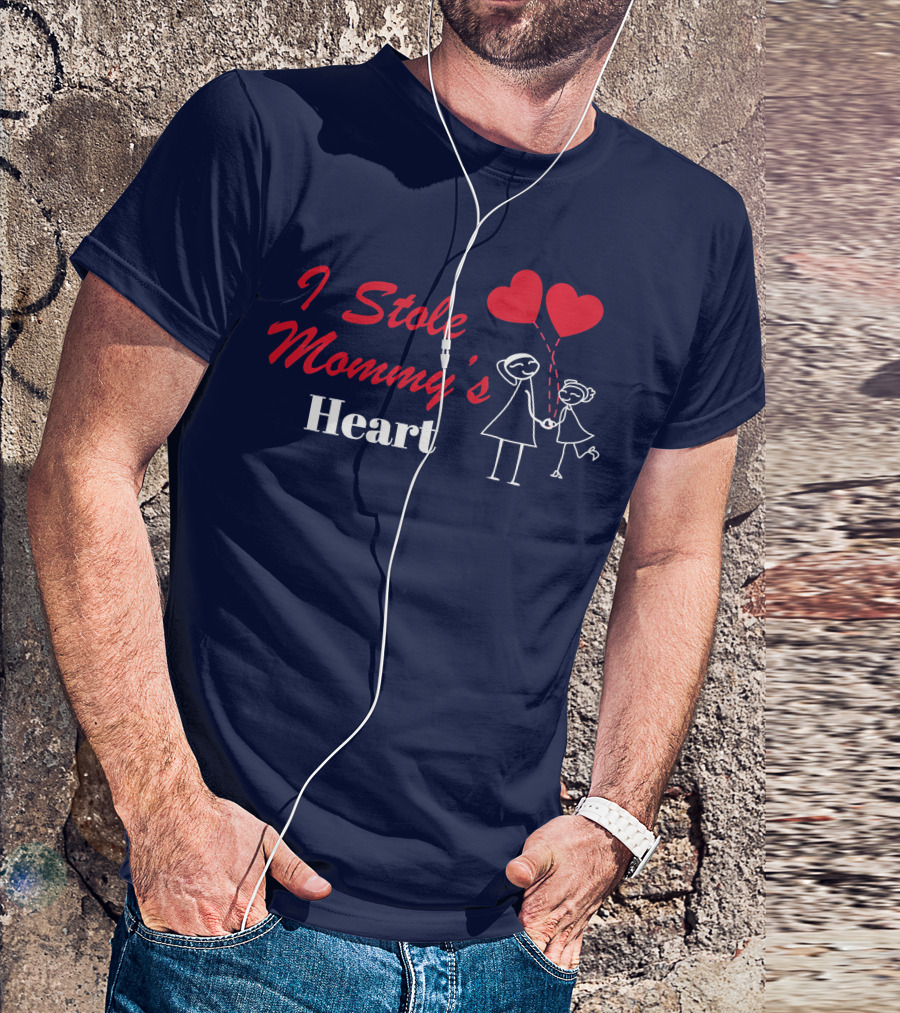 I Stole Mommy's Heart Valentine Day With Red Heart Balloons T-Shirt