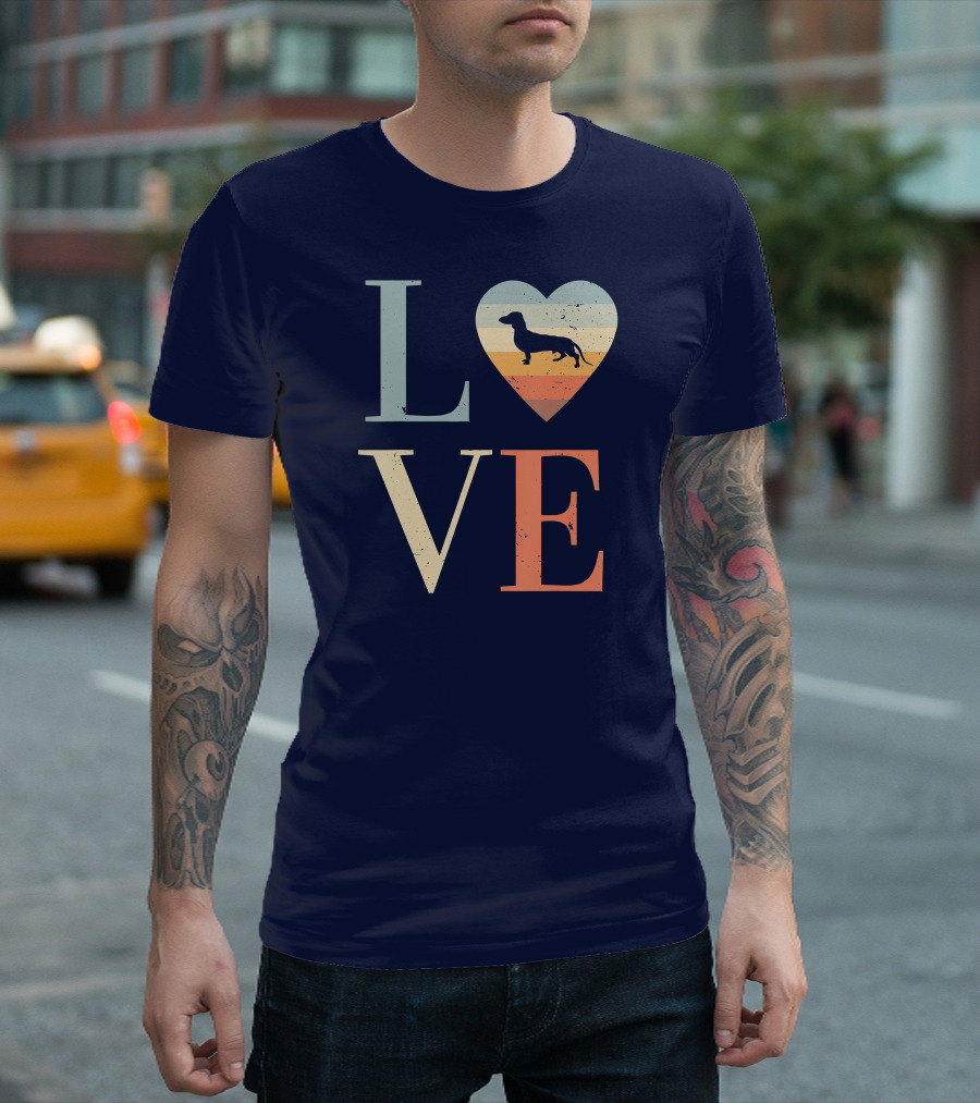 Love Vintage Dachshund Heart Valentine's Day Retro T-Shirt
