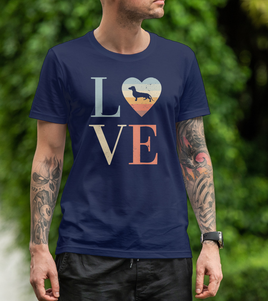 Love Vintage Dachshund Heart Valentine's Day Retro T-Shirt