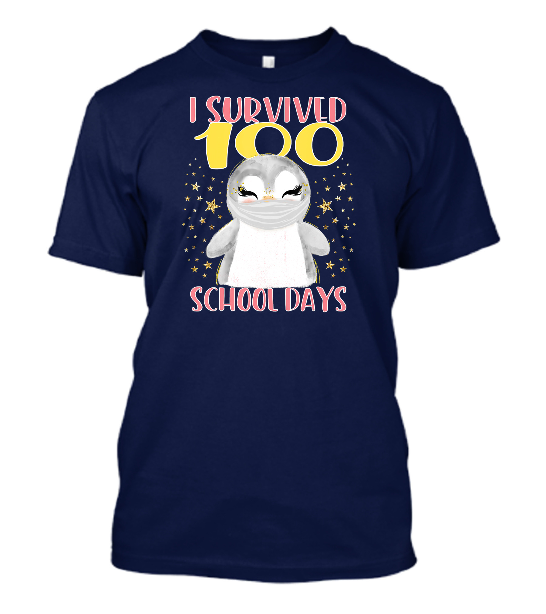 I Survived 100 School Days Cute Penguin Stars T-Shirt