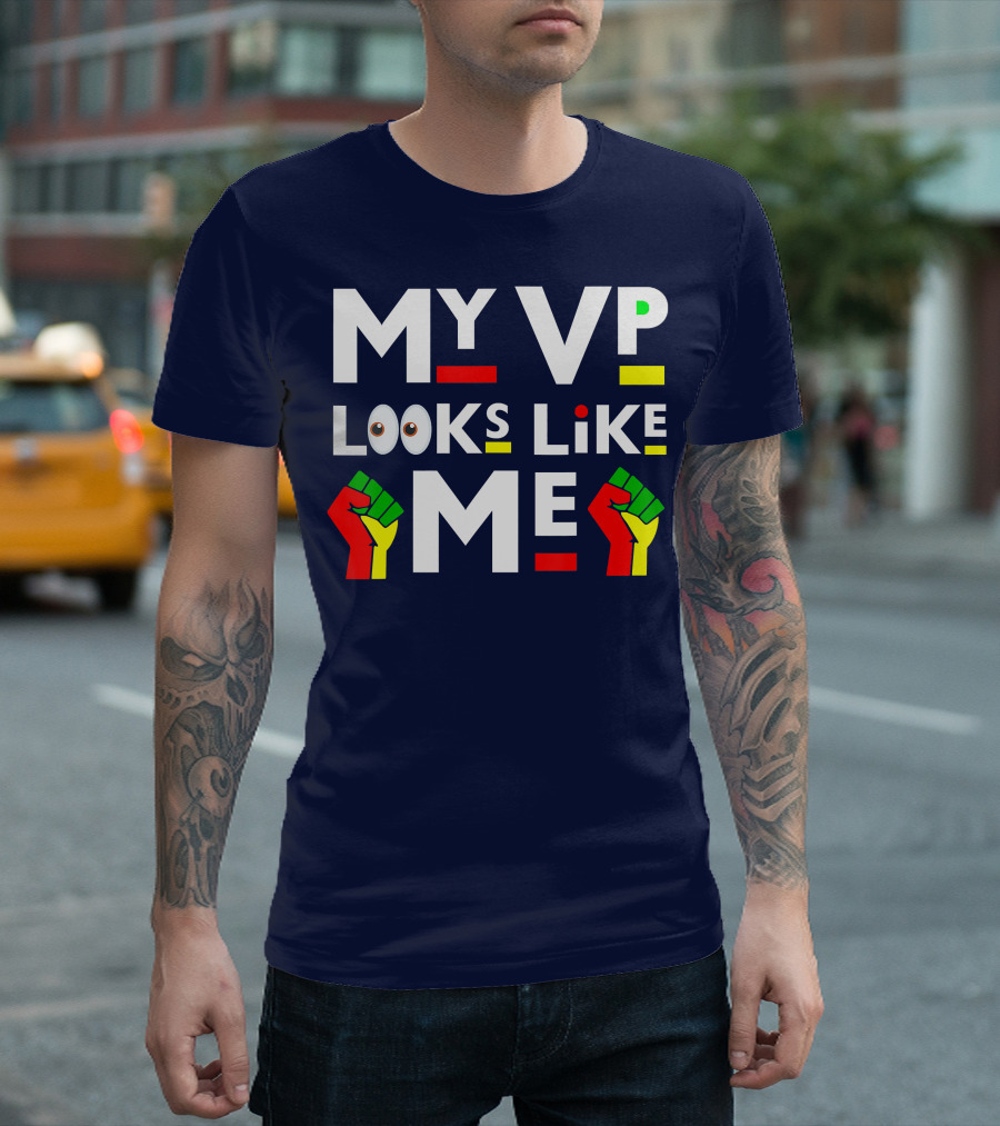 My VP Looks Like Me Melanin Black Girl Raised Fist Icons Emoji Eyes T-Shirt