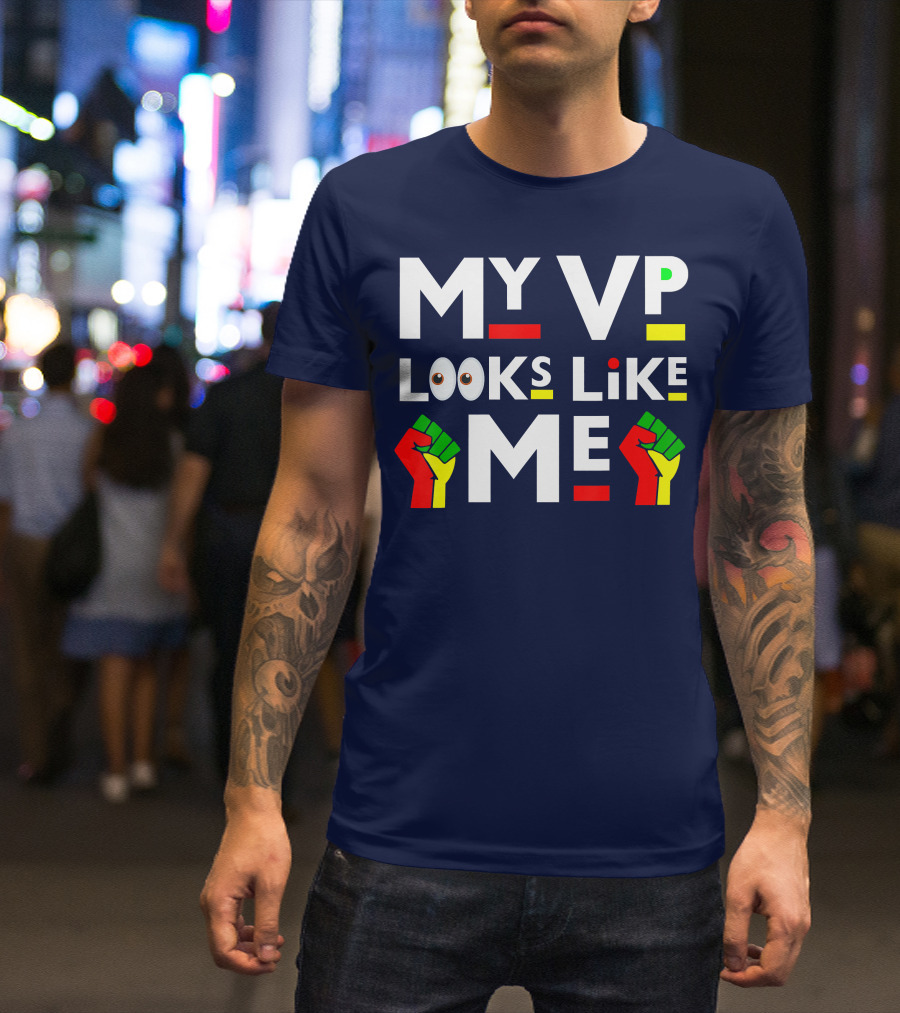My VP Looks Like Me Melanin Black Girl Raised Fist Icons Emoji Eyes T-Shirt