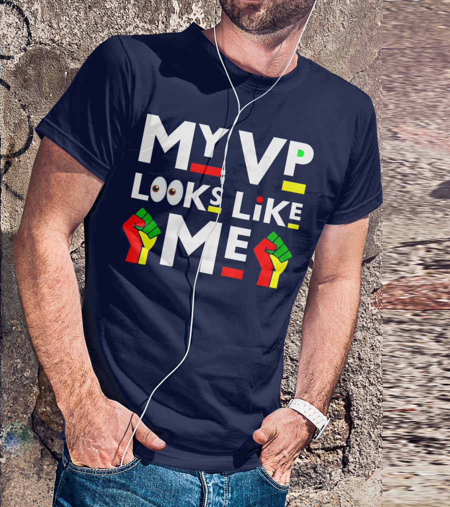 My VP Looks Like Me Melanin Black Girl Raised Fist Icons Emoji Eyes T-Shirt
