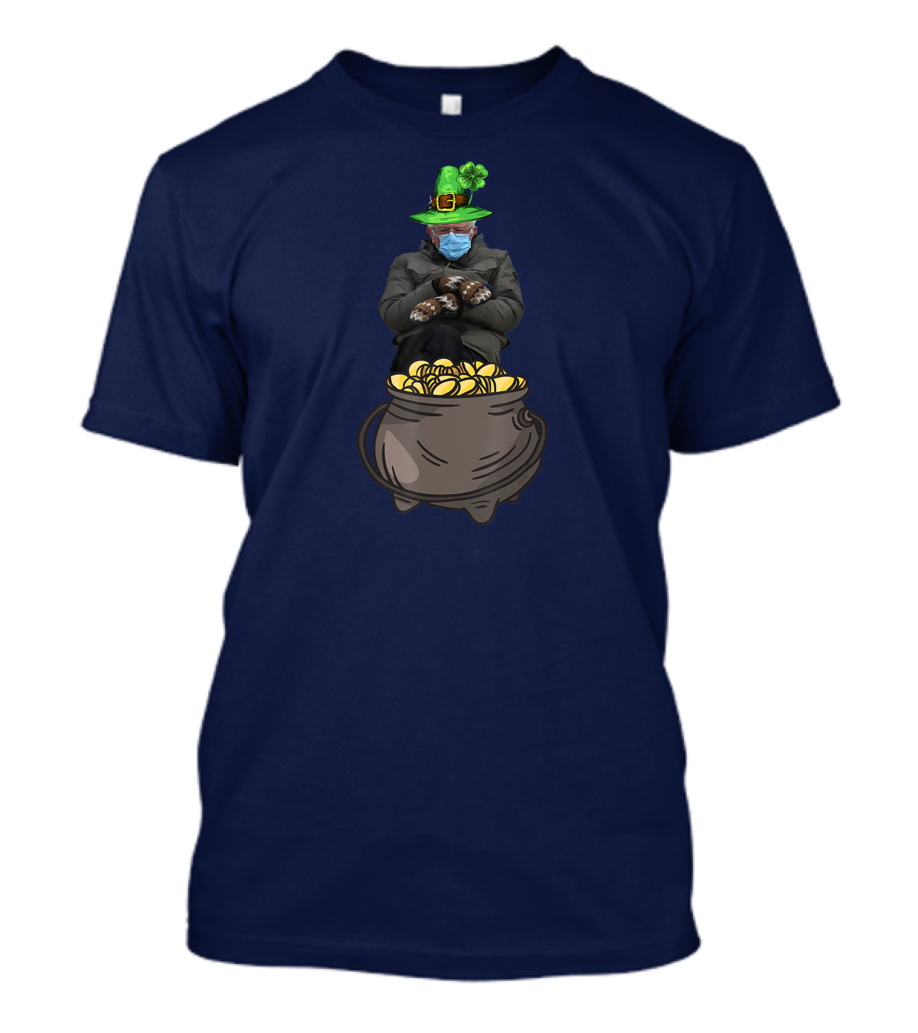 St. Patricks Day Bernie Sanders Mittens Meme Inauguration Pot Of Gold Hat Shamrock T-Shirt