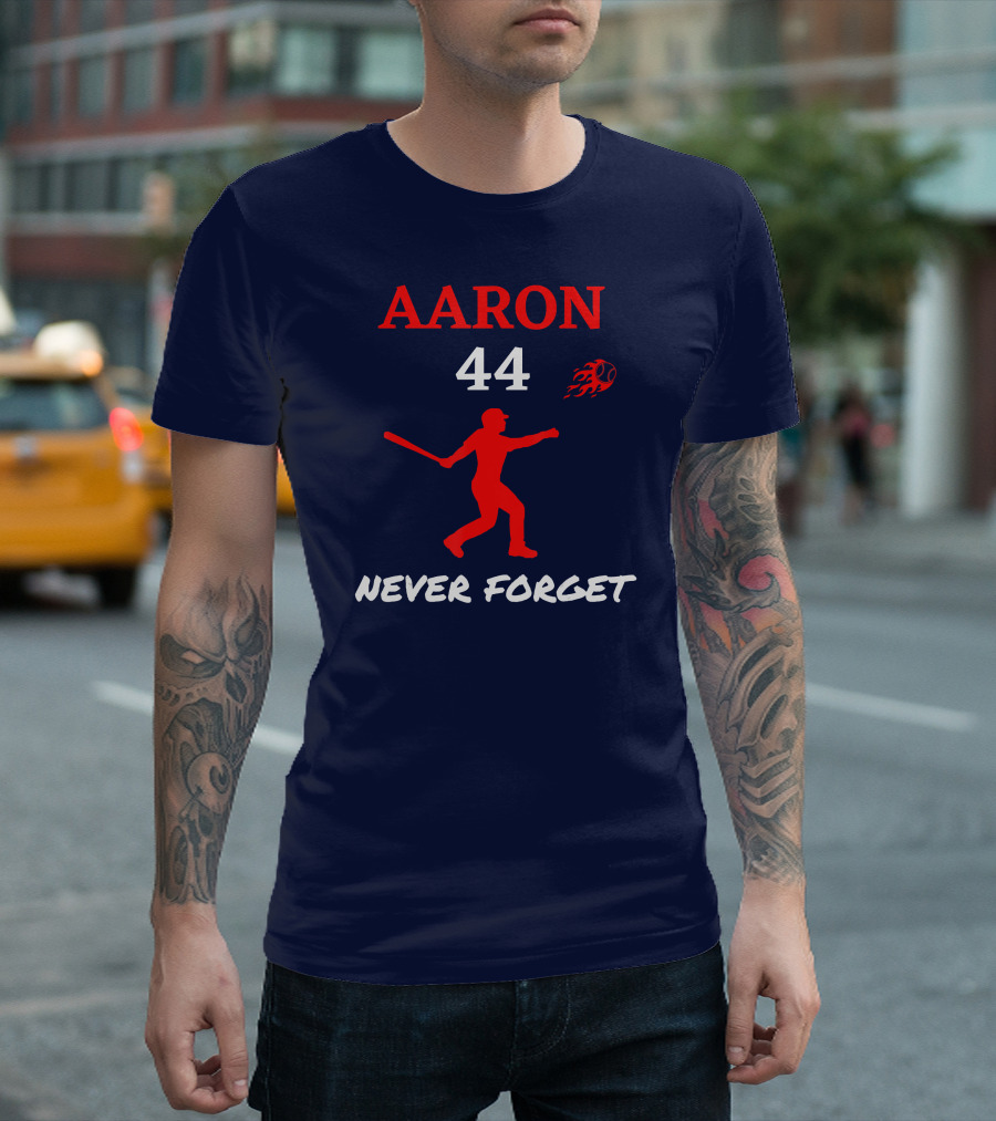 Aaron 44 Never Forget Baseball Jersey Hank HOF Milwaukee Atlanta Outfield T-Shirt