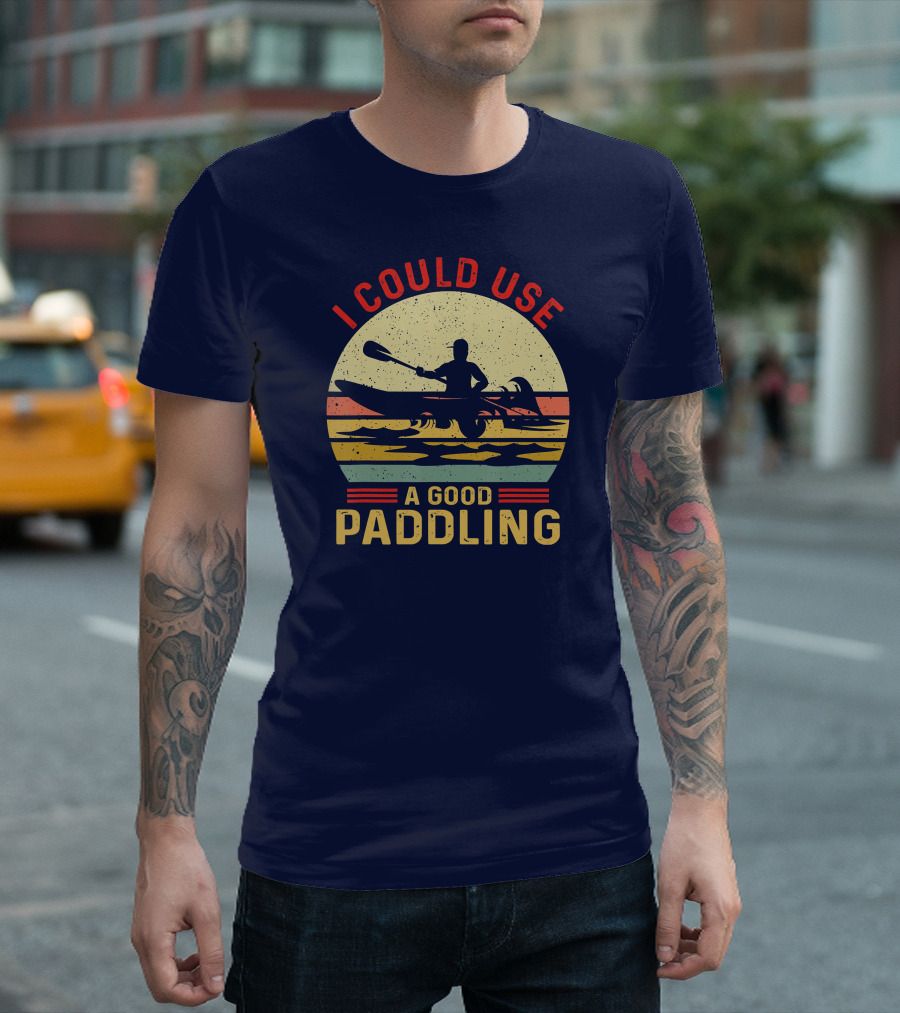 I Could Use A Good Paddling Kayaking Vintage Sunset T-Shirt