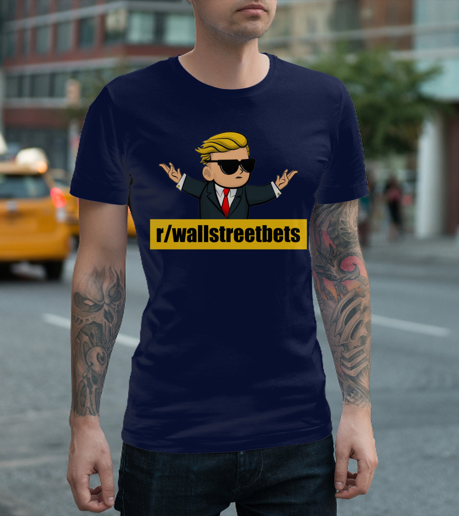 R/wallstreetbets Stonks Icon With Blonde Hair And Sunglasses T-Shirt