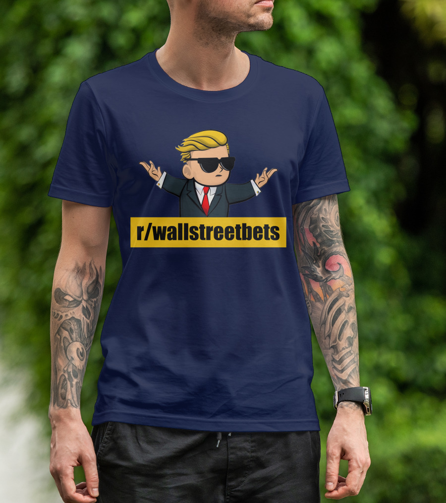 R/wallstreetbets Stonks Icon With Blonde Hair And Sunglasses T-Shirt