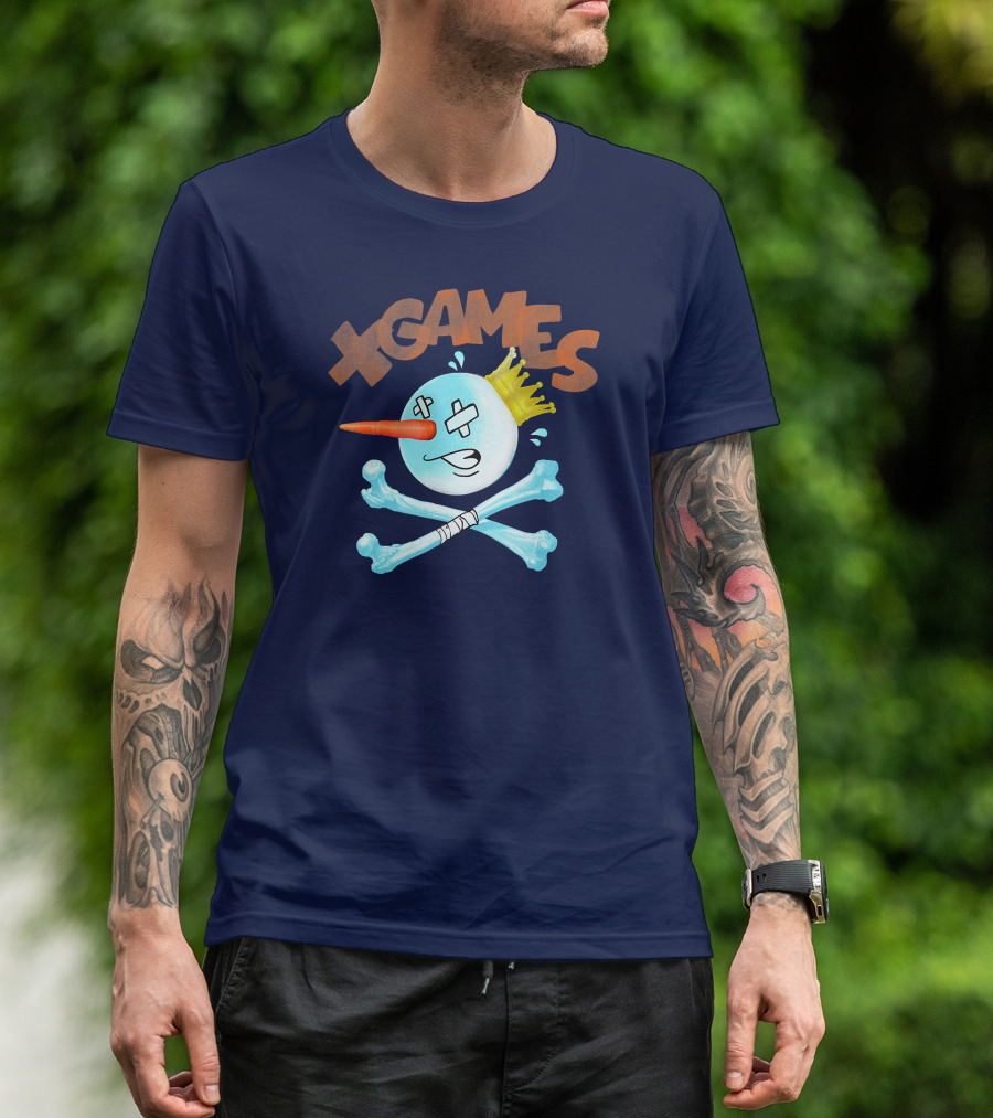 X Games Aspen Bones Snowman With Crown And Crossbones T-Shirt