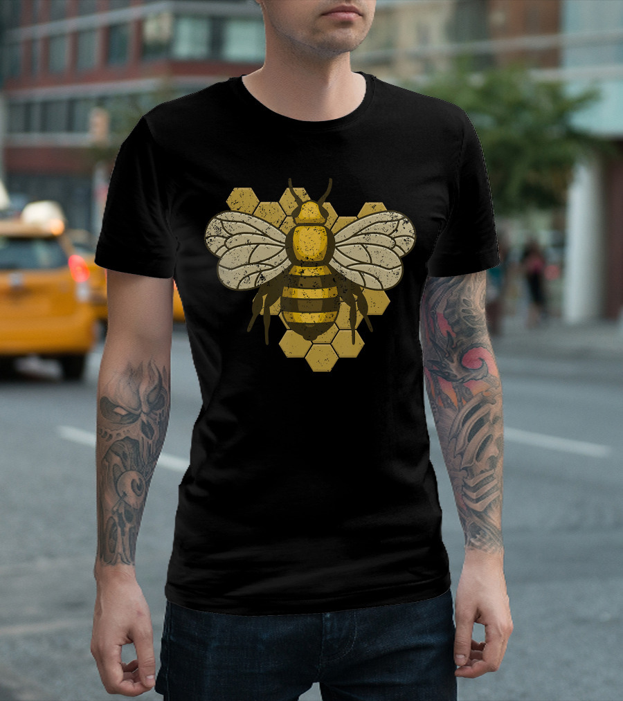 Beekeeper Beekeeping Vintage Save The Bees Honeycomb T-Shirt