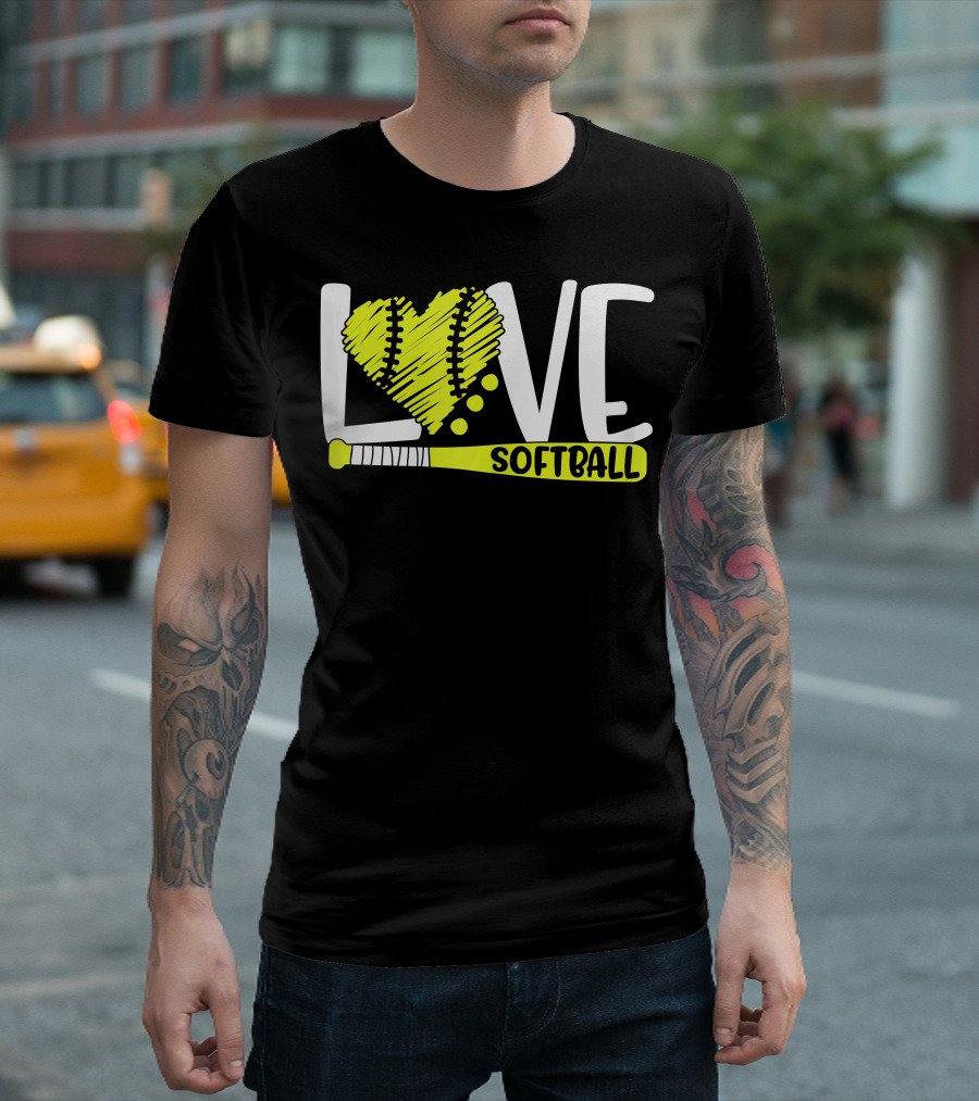 LOVE Softball Heart Bat T-Shirt
