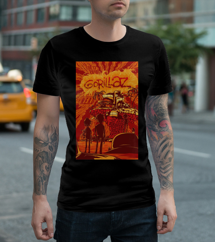 Gorillaz Featuring N.E.R.D. 10.27.2010 Explosion Island House T-Shirt