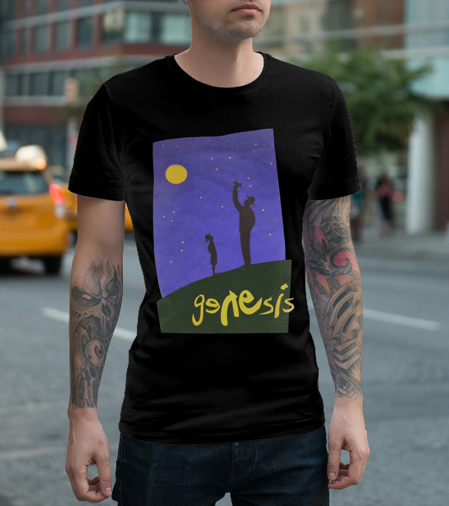 Genesis We Can Not Dance Silhouetted Figures Under Night Sky T-Shirt