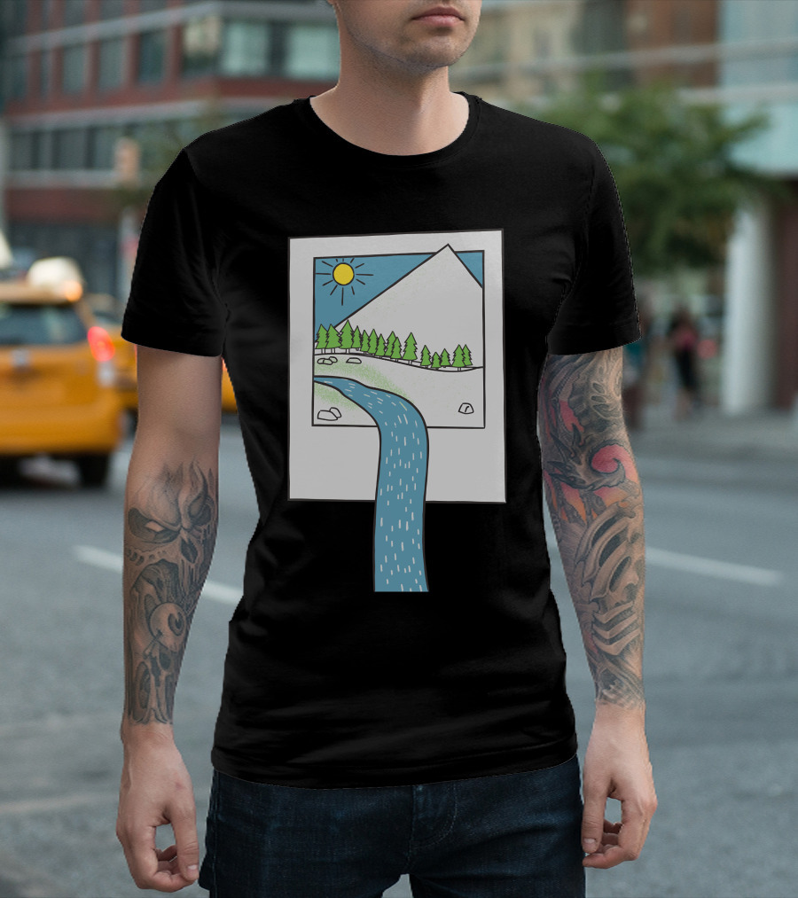 Unique Flows Merch Nature Landscape River Sun Trees T-Shirt
