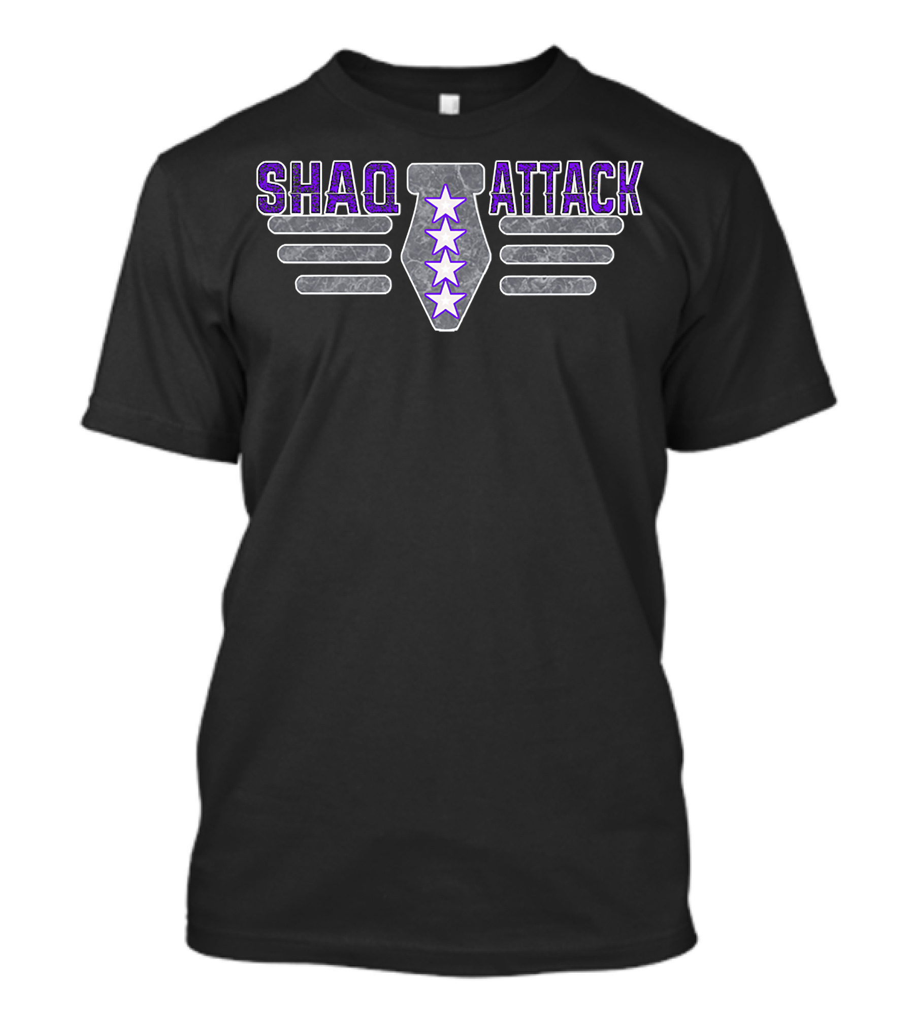 Shaq Attack Retro Star Badge Purple Text T-Shirt