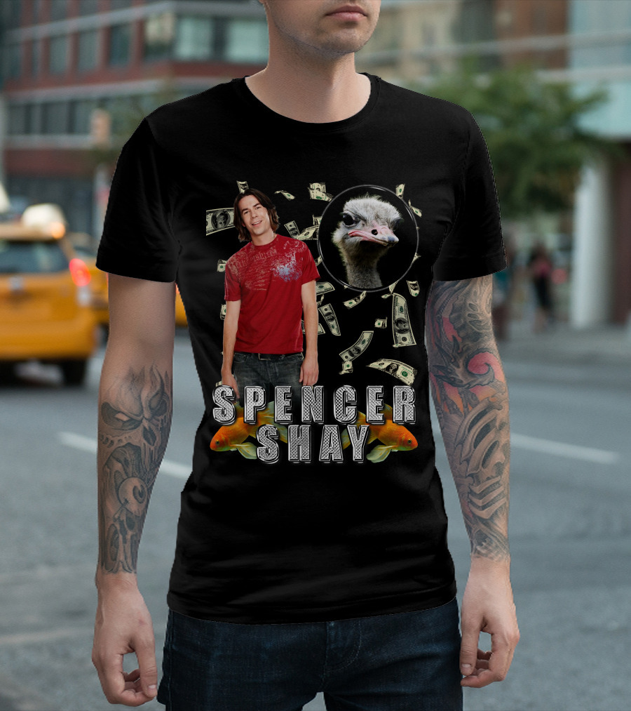 Spencer Shay Funny Ostrich Money Fish T-Shirt