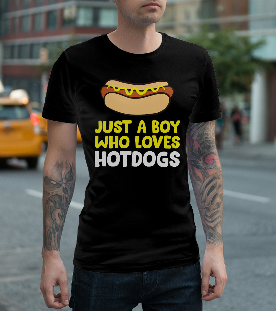 Just a Boy Who Loves Hot Dogs Cute Hot Dog T-Shirt