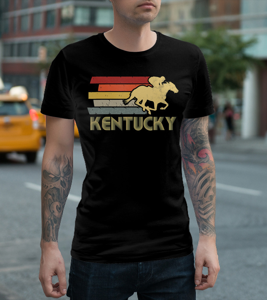 Kentucky Vintage Horse Racing Retro Stripes T-Shirt