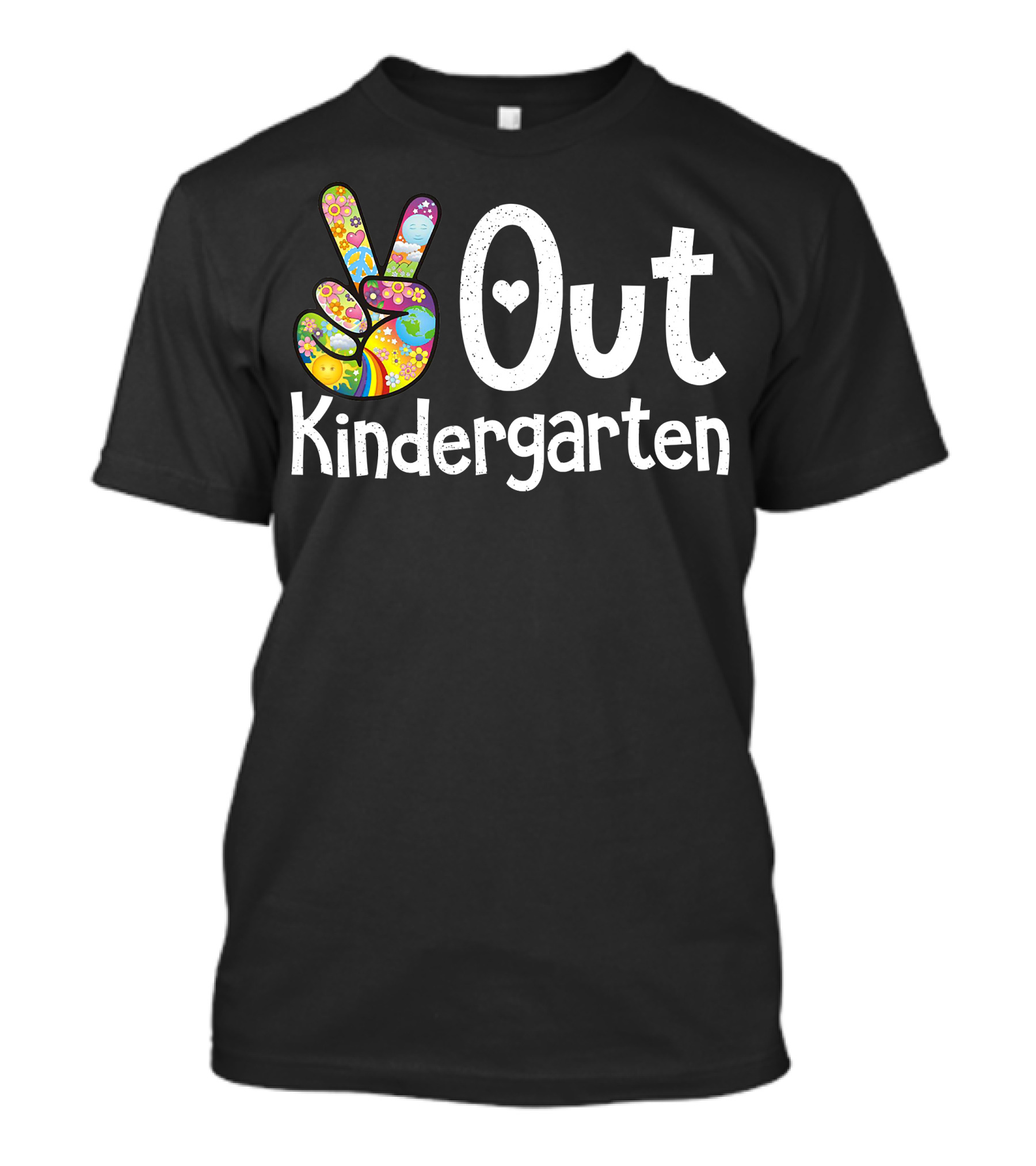 Peace Out Kindergarten Last Day Of School Colorful Peace Sign T-Shirt
