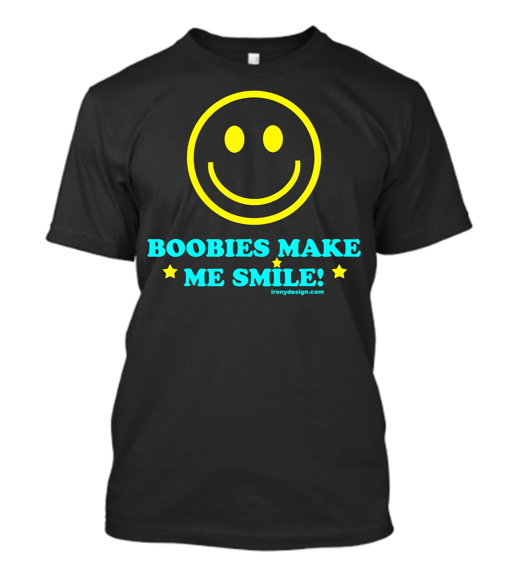BOOBIES MAKE ME SMILE Yellow Smiley Stars Ironydesign T-Shirt