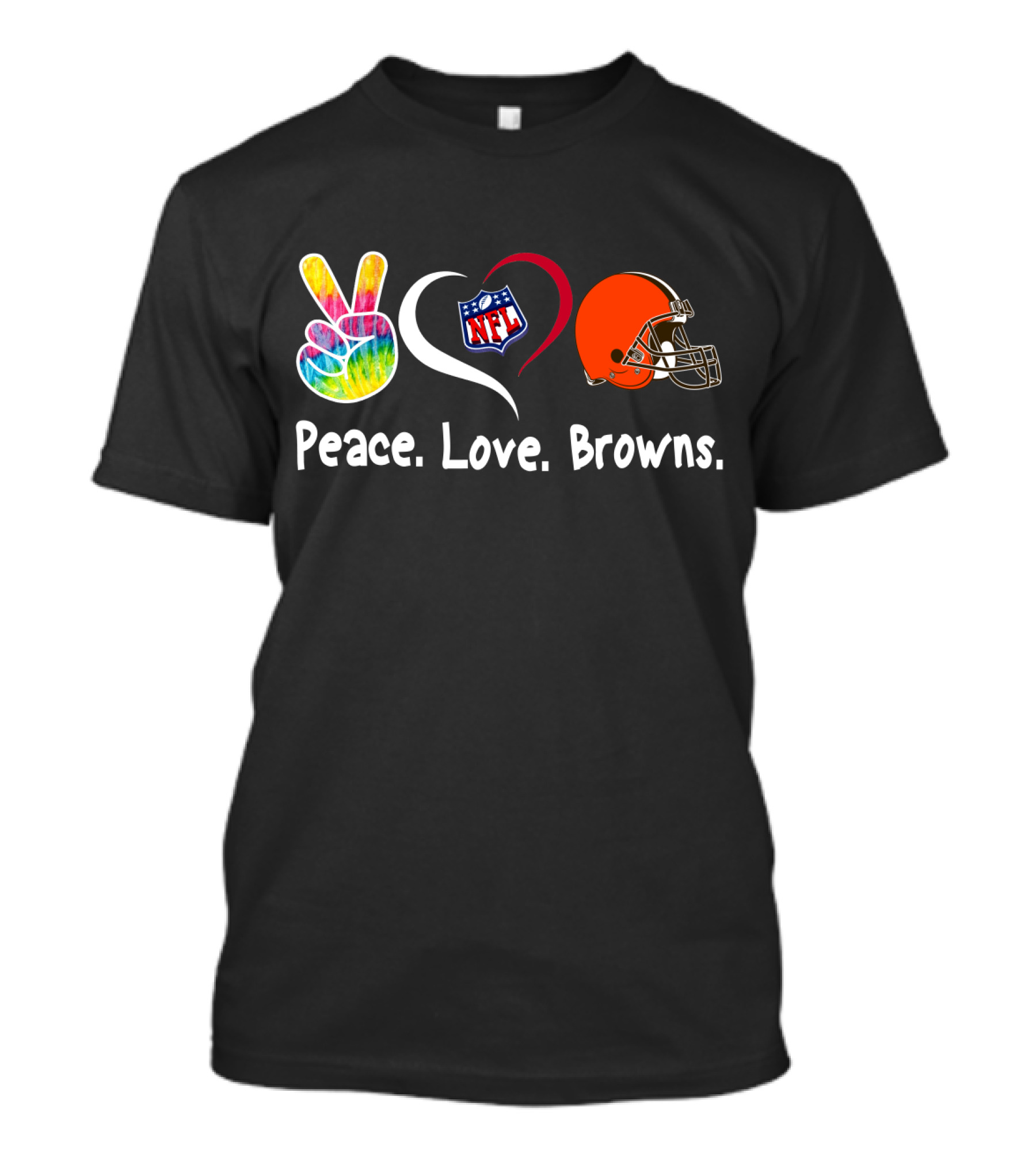 Peace Love NFL Browns Helmet T-Shirt