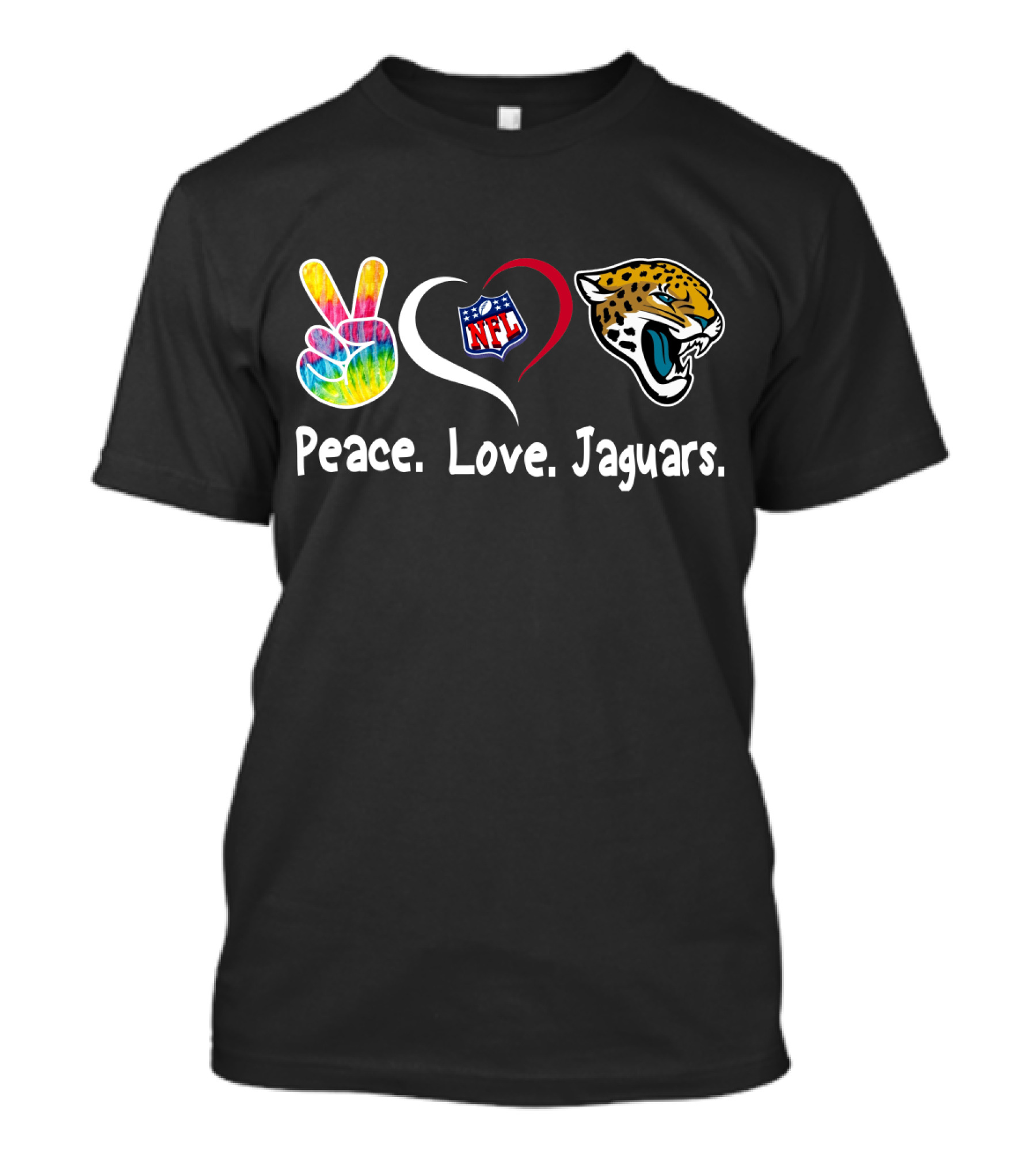 NFL Peace Love Jaguars Logo T-Shirt
