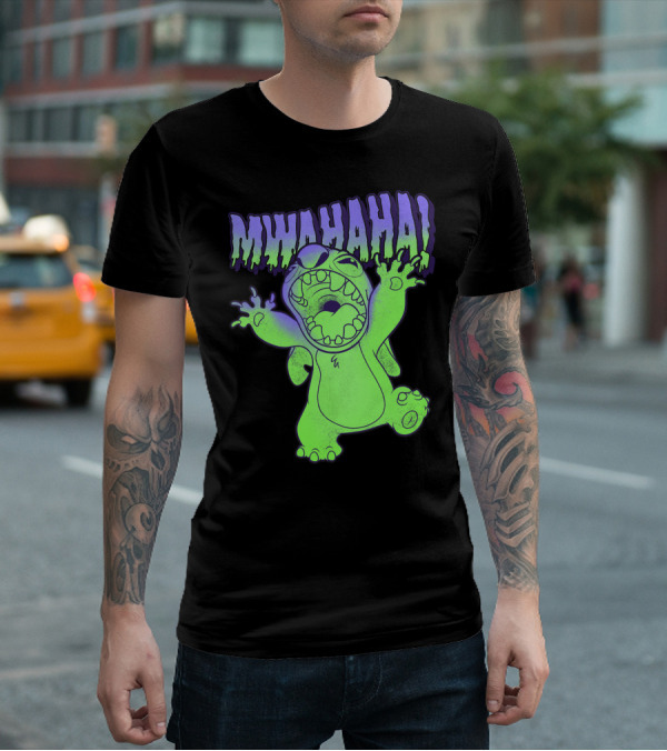 Disney Stitch Halloween Mwahaha Green Glow T-Shirt