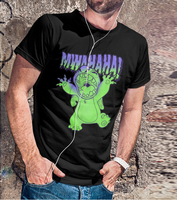 Disney Stitch Halloween Mwahaha Green Glow T-Shirt