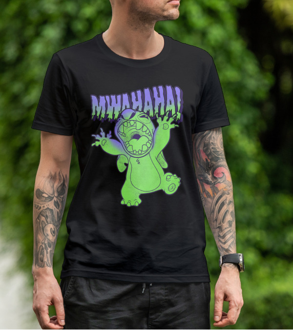 Disney Stitch Halloween Mwahaha Green Glow T-Shirt