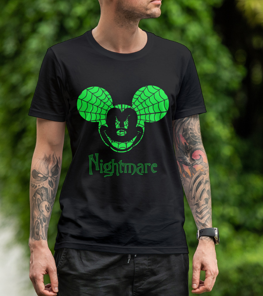 Nightmare Web Pattern Icon With Mouse Ears T-Shirt
