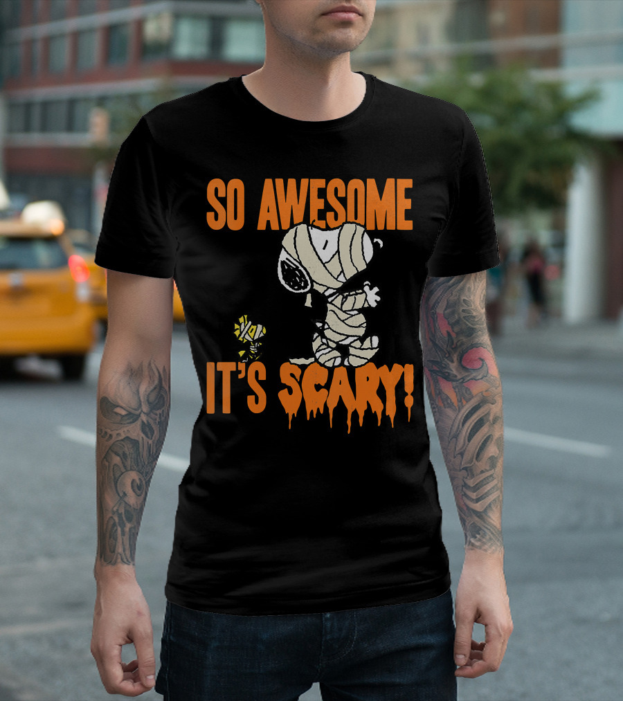 So Awesome It's Scary Halloween Snoopy Mummy T-Shirt