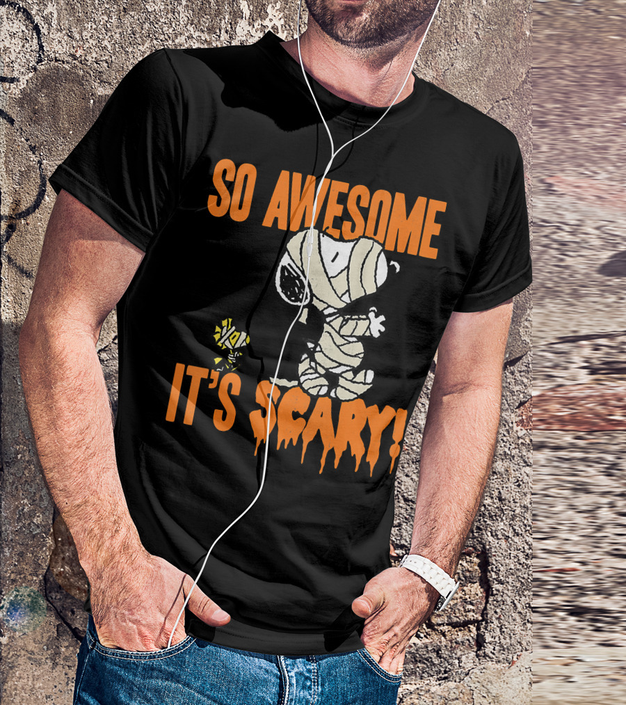So Awesome It's Scary Halloween Snoopy Mummy T-Shirt