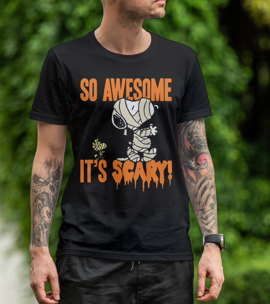 So Awesome It's Scary Halloween Snoopy Mummy T-Shirt