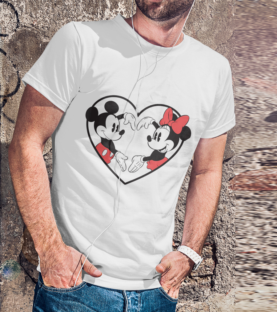 Mickey Minnie Heart Hands Love Gesture Iconic Couple T-Shirt